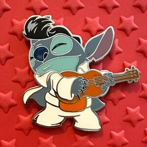 Disney Stitch Elvis Enamel Pin - Gray, White, Orange & Teal